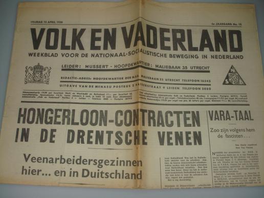 Dutch Newspaper: Volk en Vaderland