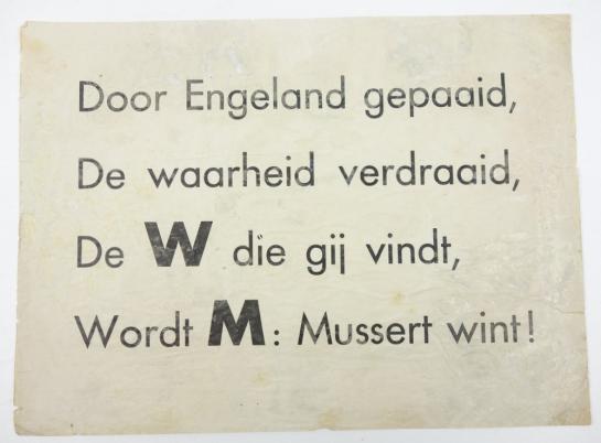 Dutch NSB Propaganda poster Mussert Wint!