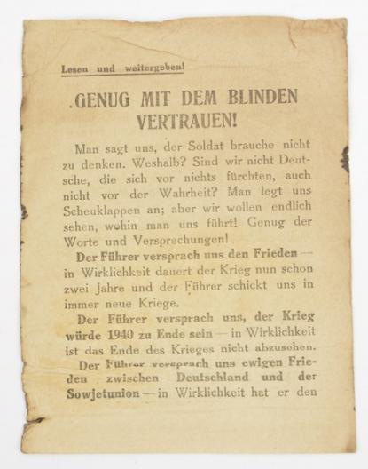 Allied droppingsflyer 'Genug!'