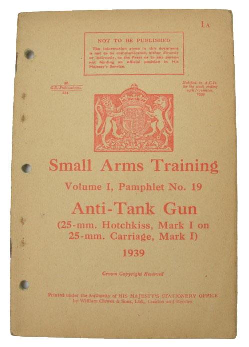 British WW2 Small Arms Training Manual Anti-Tank Gun