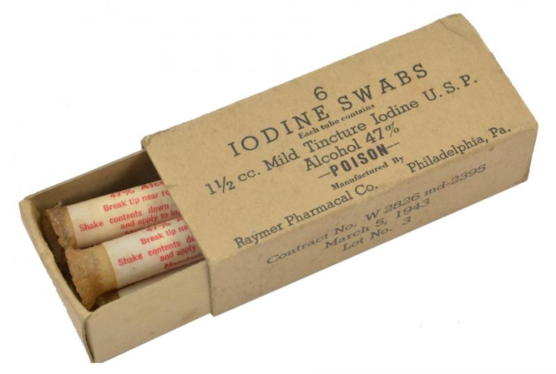 US WW2 Iodine Swabs in box