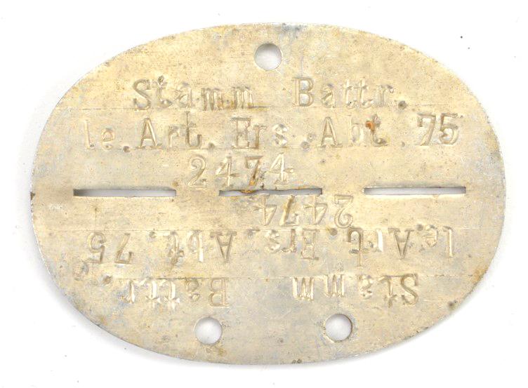 German WH Dog-Tag 'Stamm.Battr. le.Art.Ers.Abt.75'