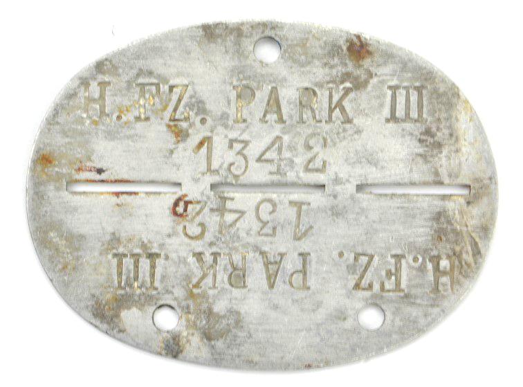 German WH Dog-Tag 'H.FZ.Park III'