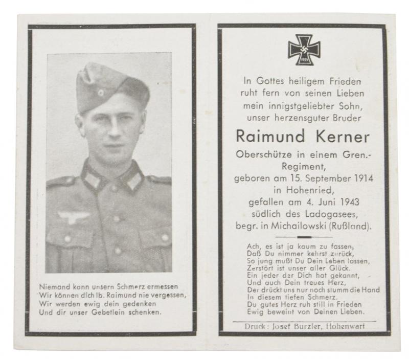 German WH Deathcard 'Raimund Kerner'