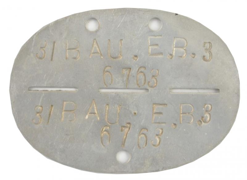 German WH Dog-Tag '3./Bau. E.B.3'