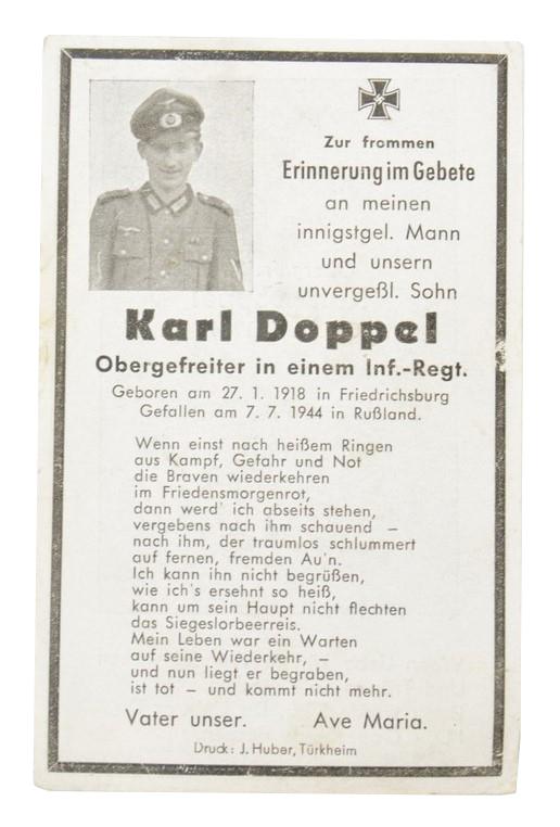 German WH Deathcard 'Karl Doppel'