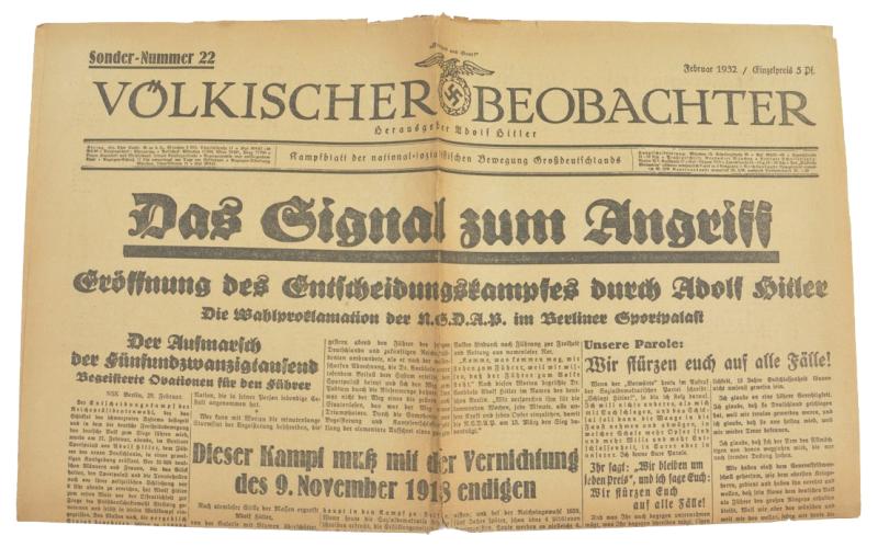 German Newspaper Volkischer Beobachter February 1932