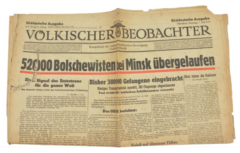 German Newspaper Volkischer Beobachter 7 July 1941