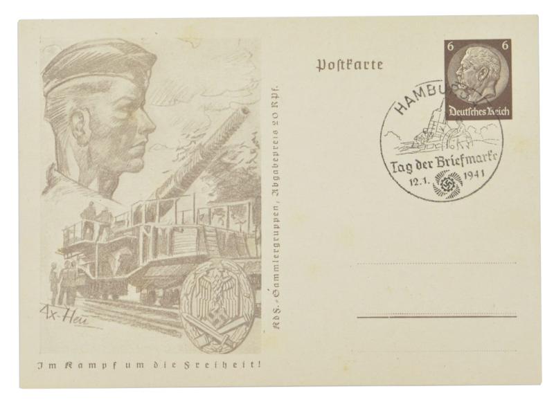 German WH Postcard 'Tag der Briefmarke'