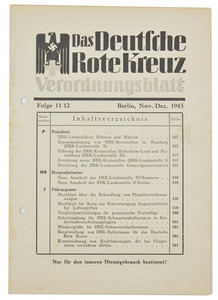 German DRK Regulation Sheet 1943