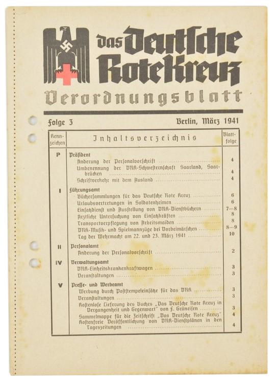 German DRK Regulation Sheet 1941