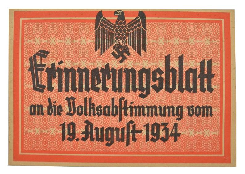 German Remembrance Paper 19 August 1934