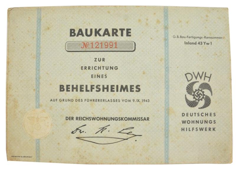 German DWH Baukarte 1944