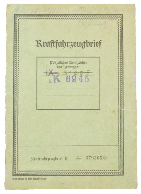 WorldWarCollectibles German Vehicle Registration Form