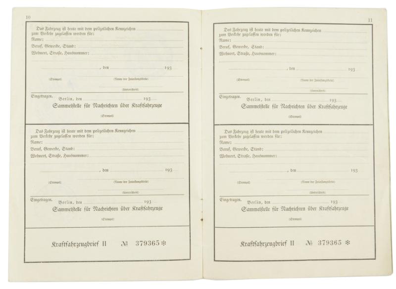 WorldWarCollectibles German Vehicle Registration Form