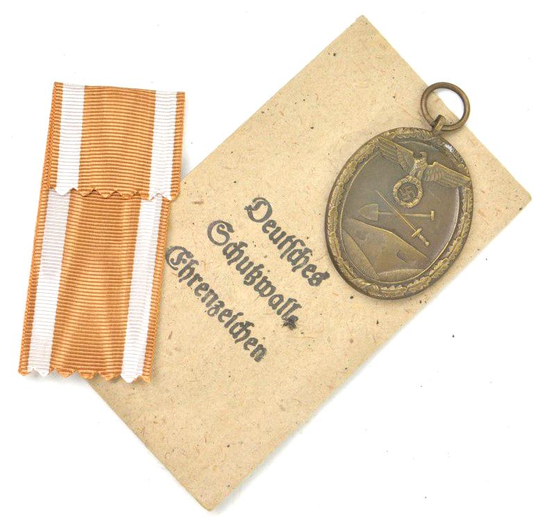 German WH Westwall Medal with pouch