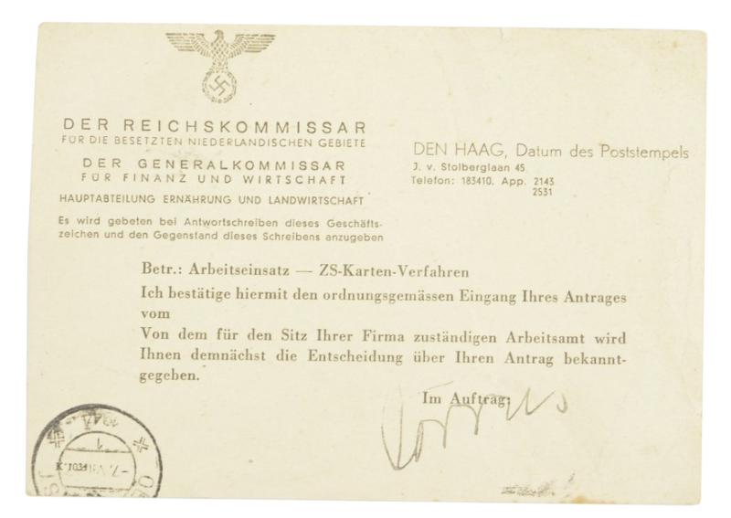 German Postcard Reichskommisar Niederland