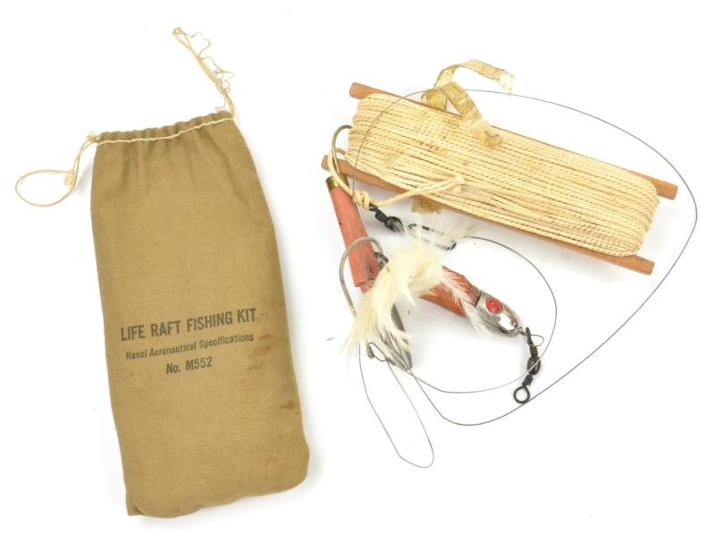 WW2 US Military Emergency Raft Escape & Survival Fishing Kit With Contents