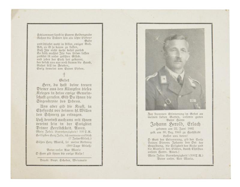 German Rememberance Deathcard Father & Sons