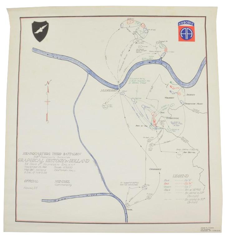 US WW2 Published 82nd Airborne Division Campaign Map 508th 3/HQ