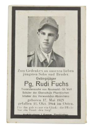 German WH GBJ Deathcard Rudi Fuchs