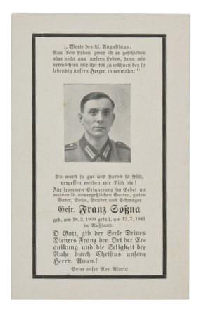 German WH Deathcard 'Franz Gozna'