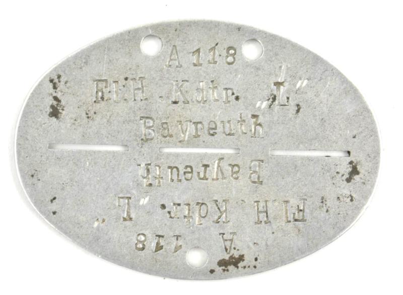 German LW Dogtag 'Fliegerhorst Kommandantur Bayreuth'