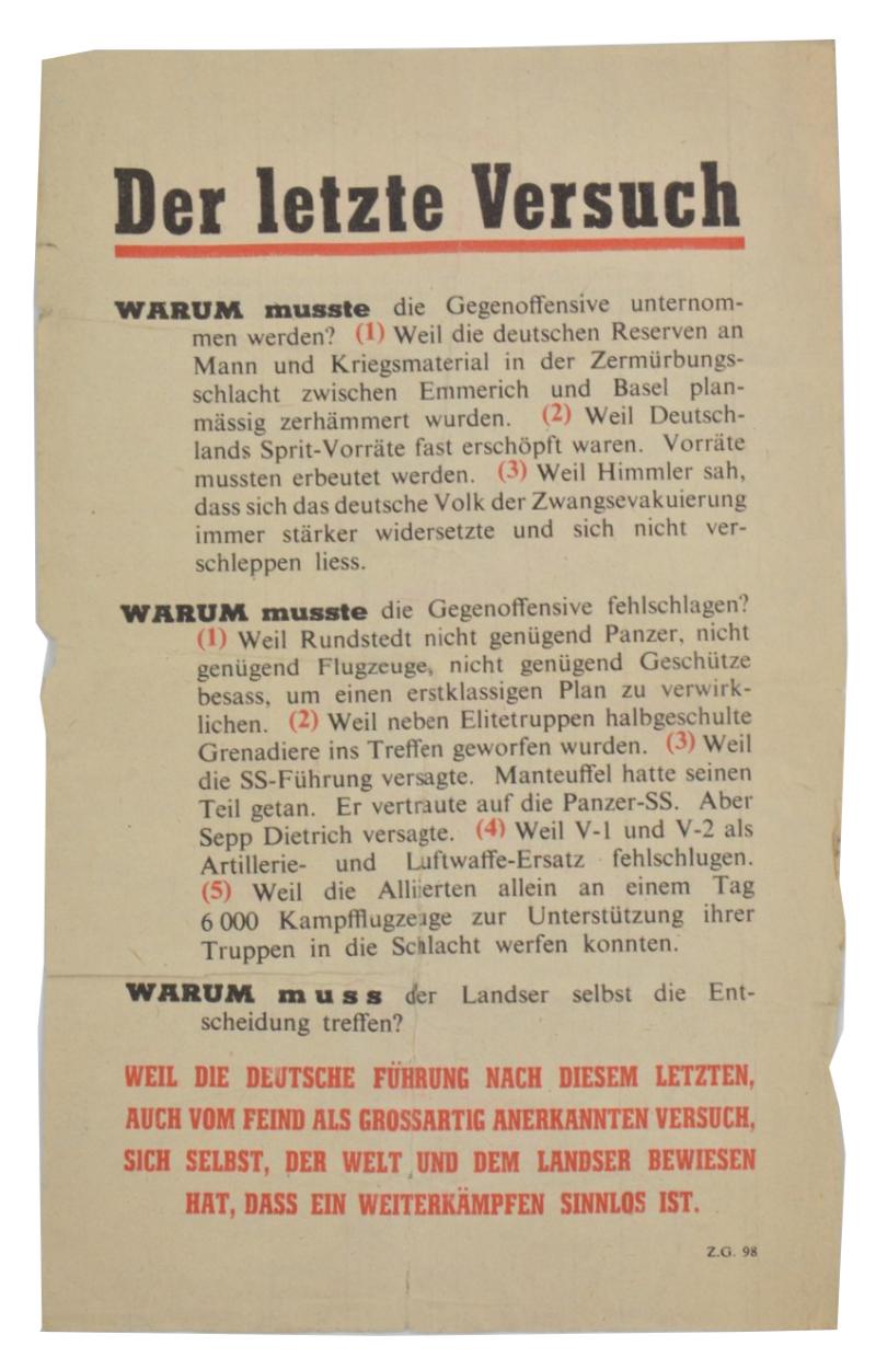 Allied WW2 Droppingsflyer 'Der Letzte Versuch'