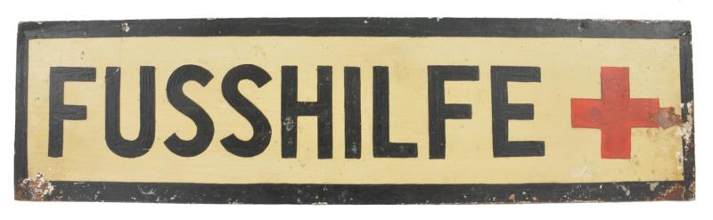 German Third Reich Red Cross sign 'Fusshilfe'