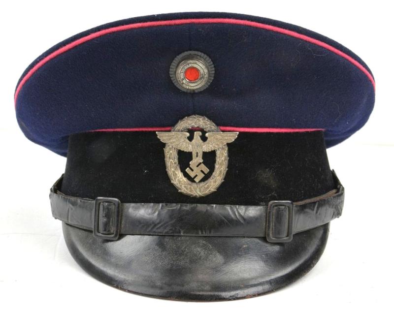 German Named Fire Police Officer Visor Cap