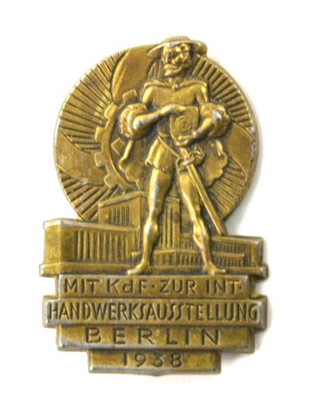 German KdF Tinnie badge Handwerksausstellung Berlin 1938