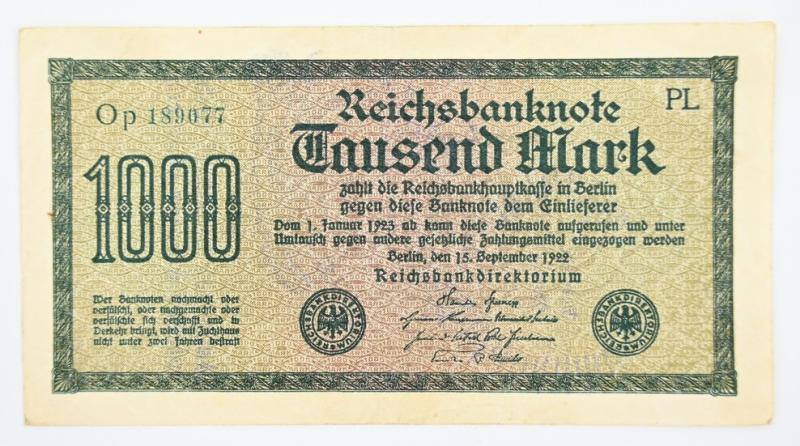 German Third Reich era reprinted banknote