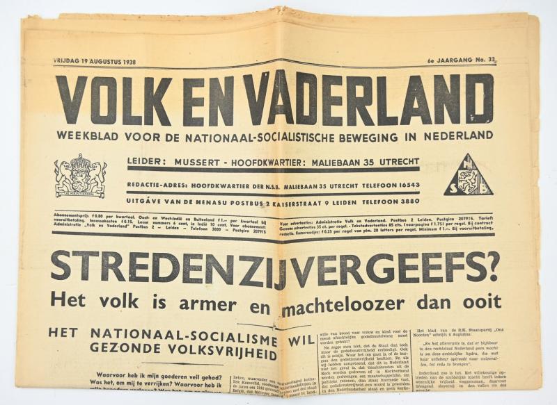 Dutch 'Volk en Vaderland' Newspaper