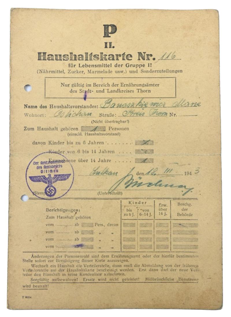 German Third Reich Food Voucher 1943