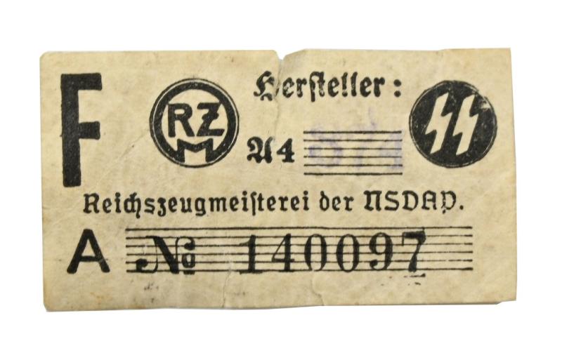 German Waffen-SS Paper label Cufftitles