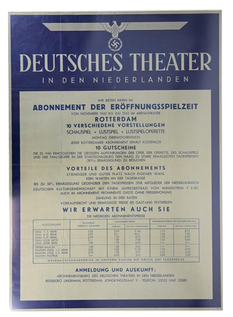 German/ Dutch Poster 'Deutches Theater in den Niederlanden'