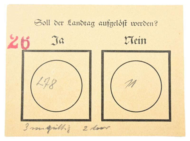 German Third Reich Voting-Paper