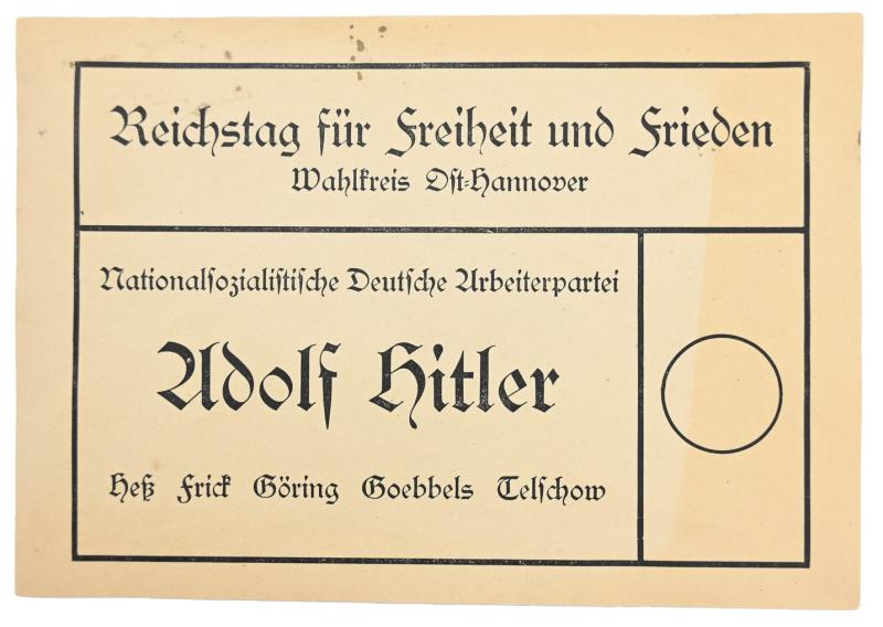 German Third Reich Adolf Hitler Voting Form