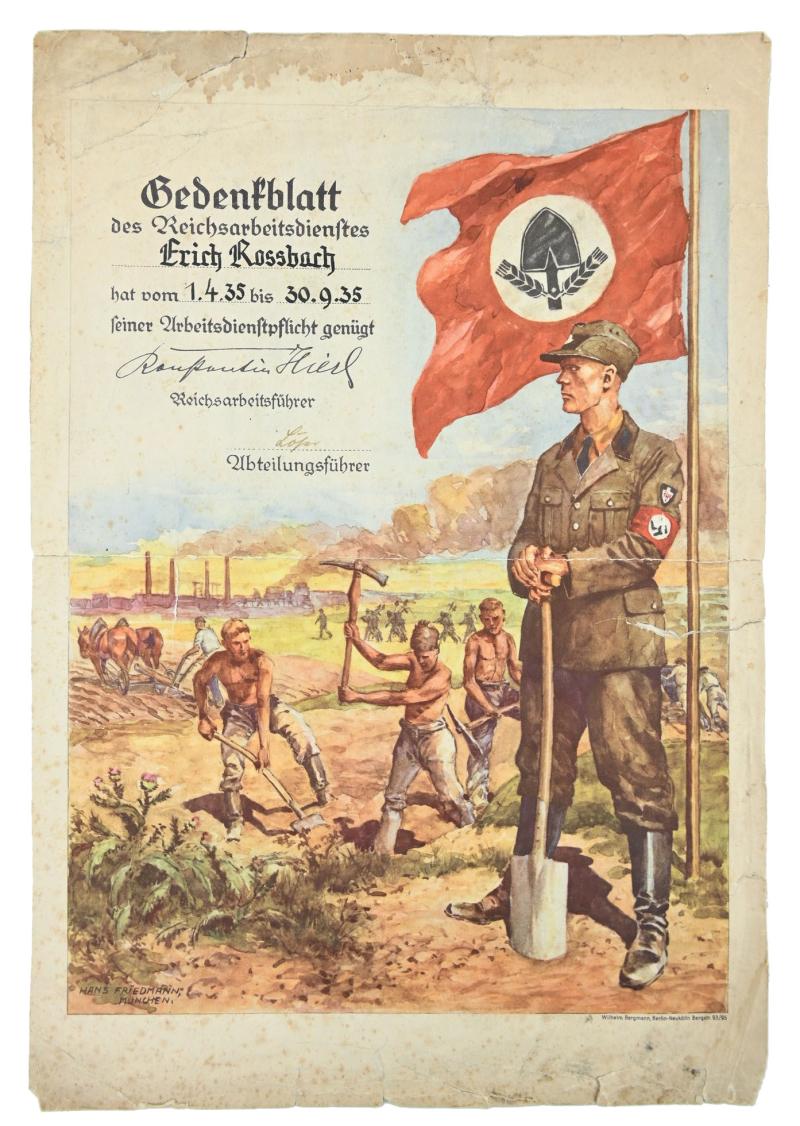 German RAD Remebrance Certificate