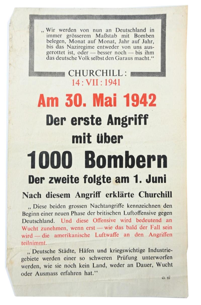 Allied WW2 Droppingsflyer '1000 Bombern'