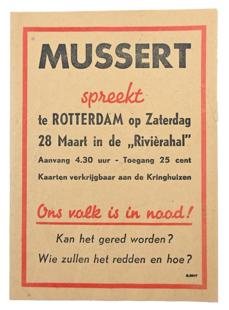 Dutch NSB Leaflet 'Mussert Spreekt'