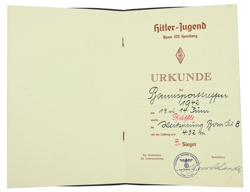 German Hitler Youth Sports Certificate