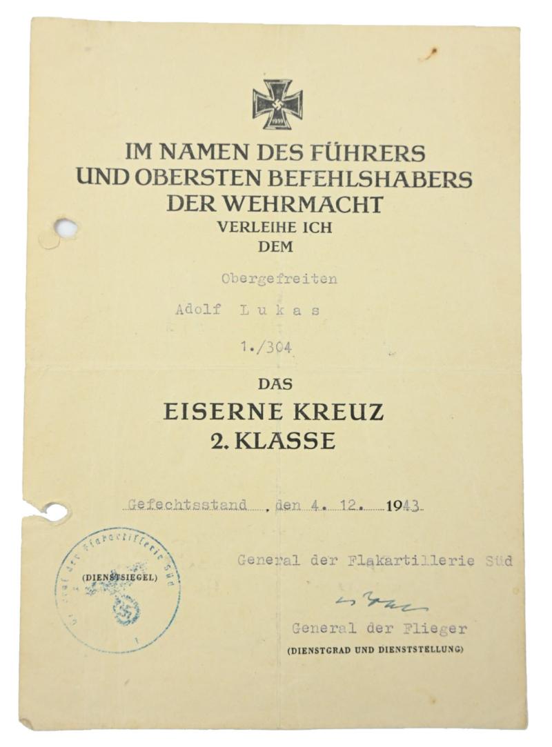 German LW Iron Cross 2nd Class Certificate