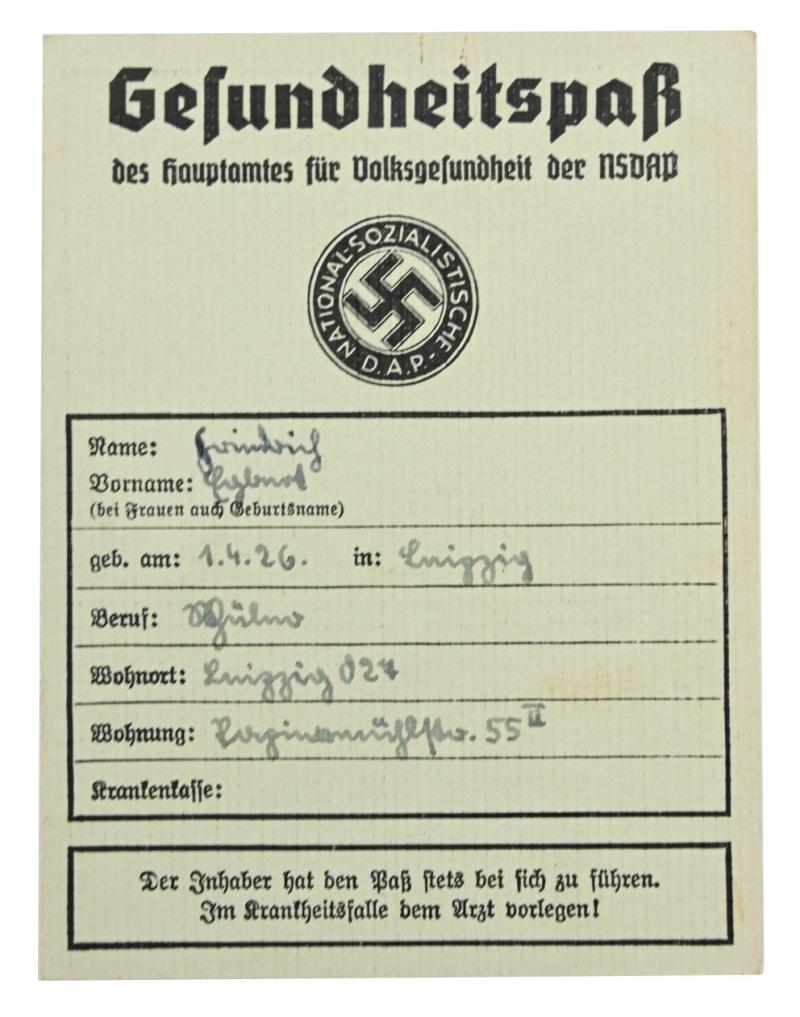 German NSDAP Health Pass