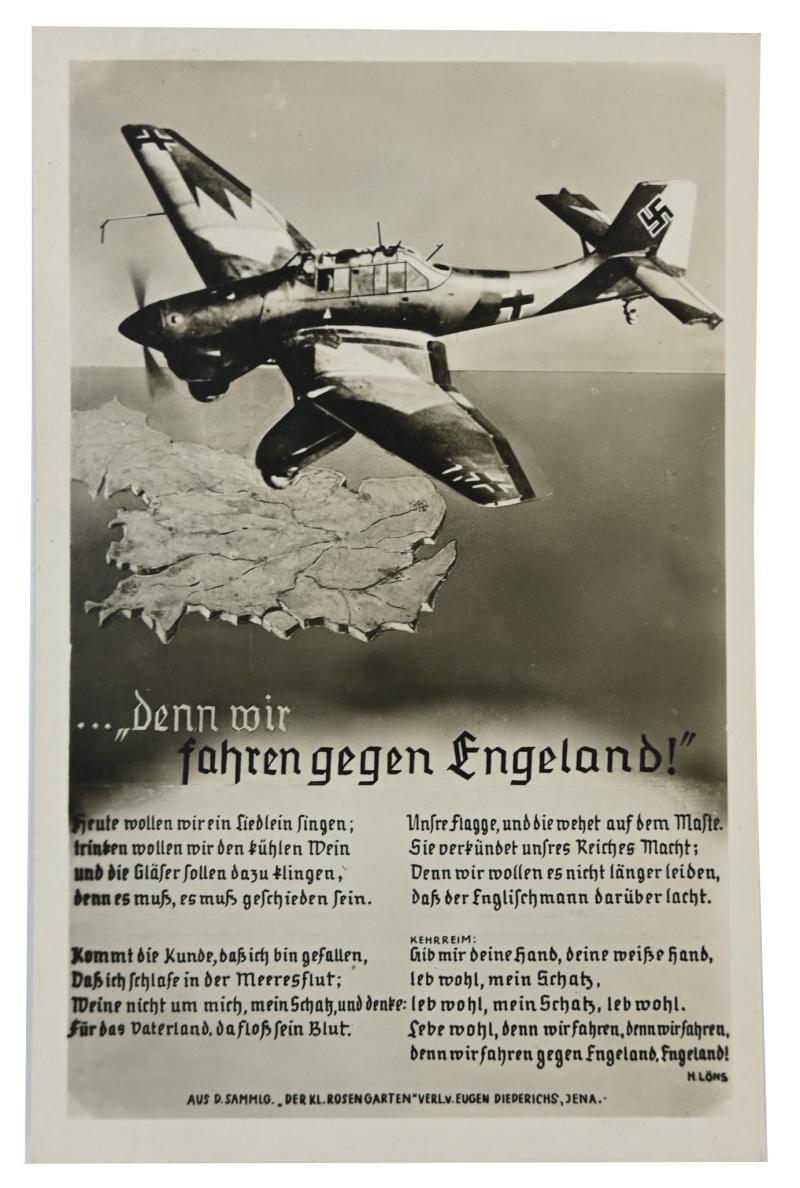 German LW postcard '...Denn wir fahren gegen England!'