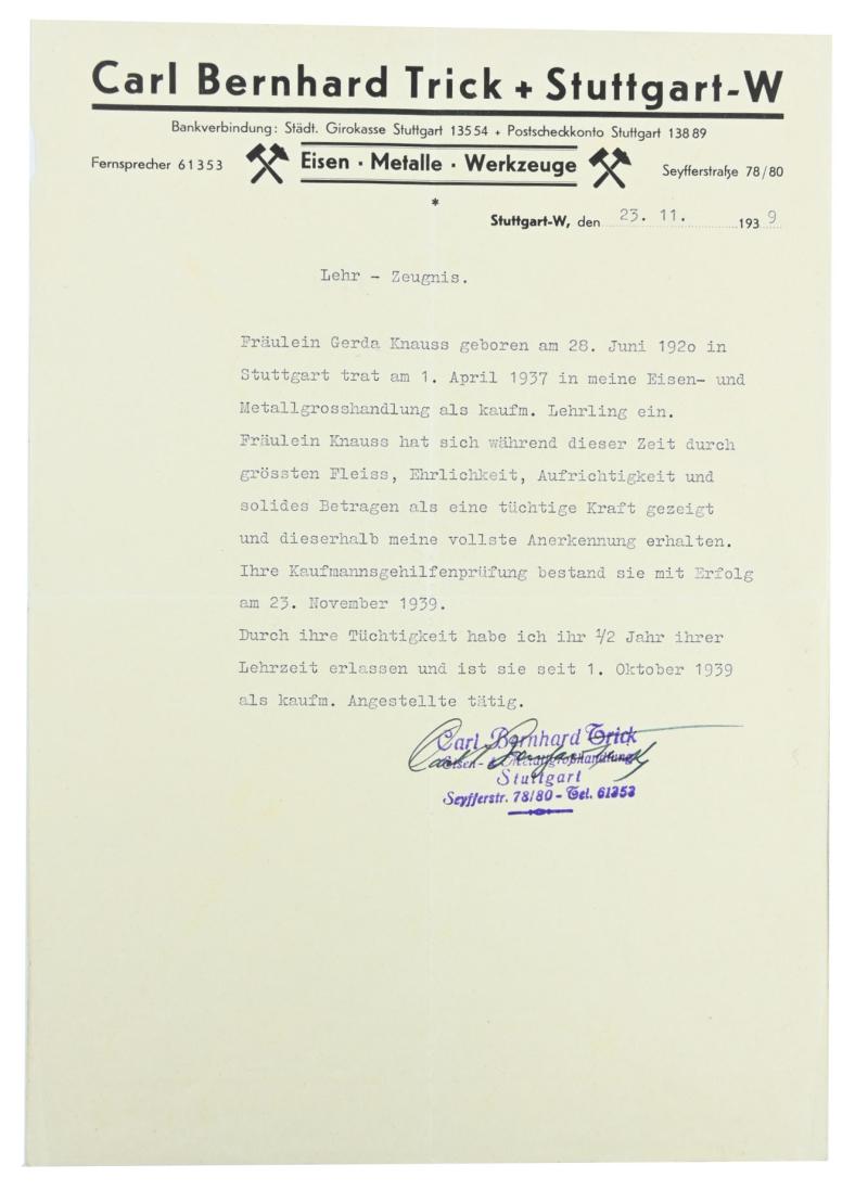 German Third Reich Career letter