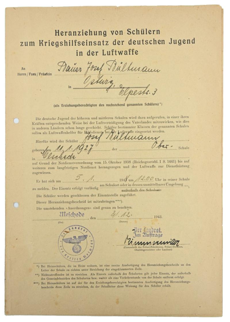 German LW Letter for Active Duty