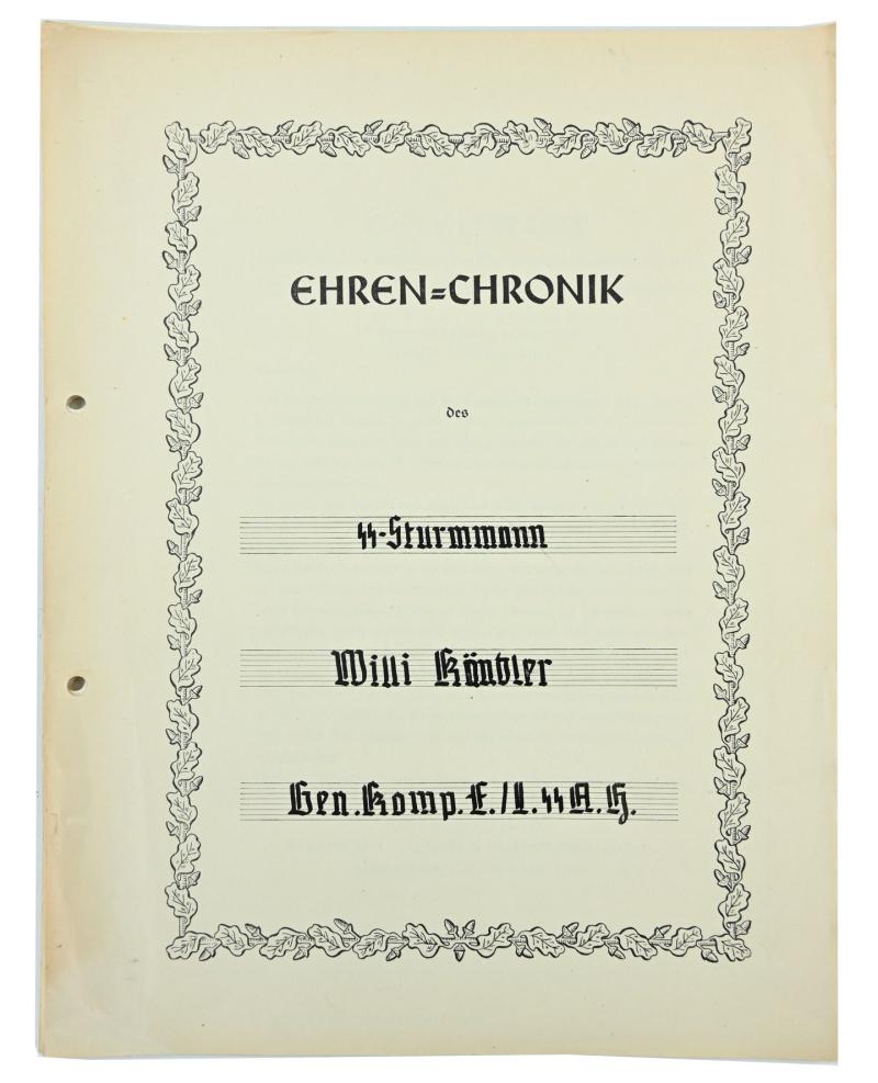 German Waffen-SS Ehren-Chronik 'SS-Sturmmann Willi Köndler'