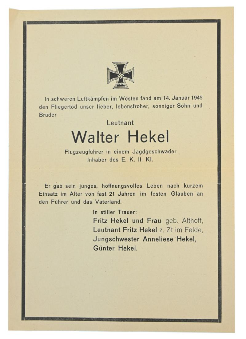 German LW Deathcard 'Walter Hekel'