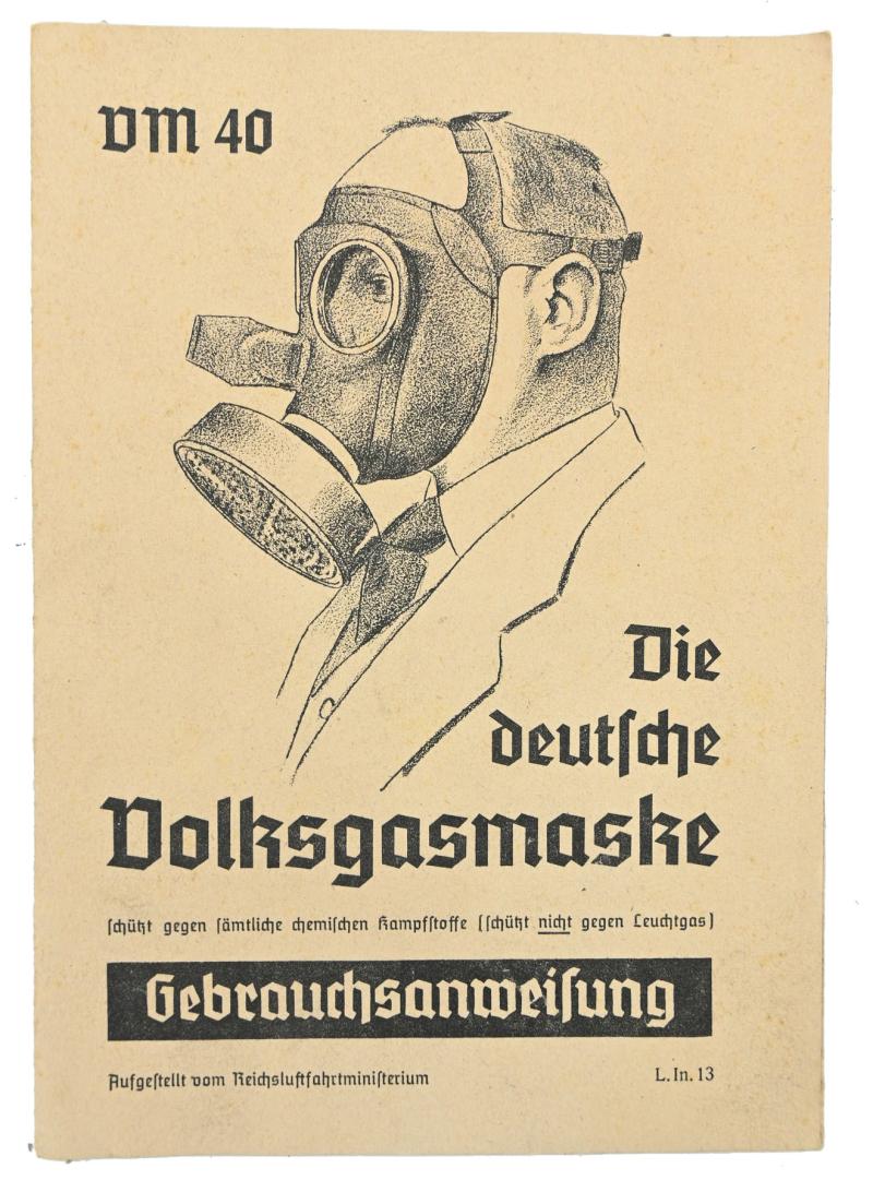 German Third Reich Luftschutz Gasmask Instruction Manual